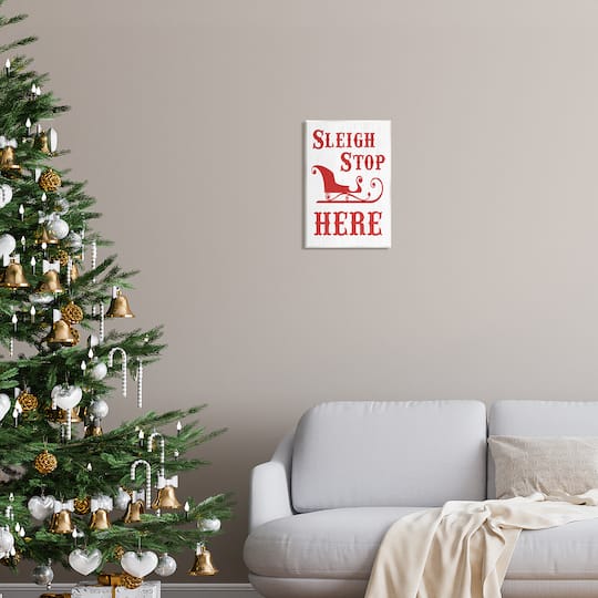 Stupell Industries Sleigh Stop Here Christmas Landing Sign Wall Plaque Art